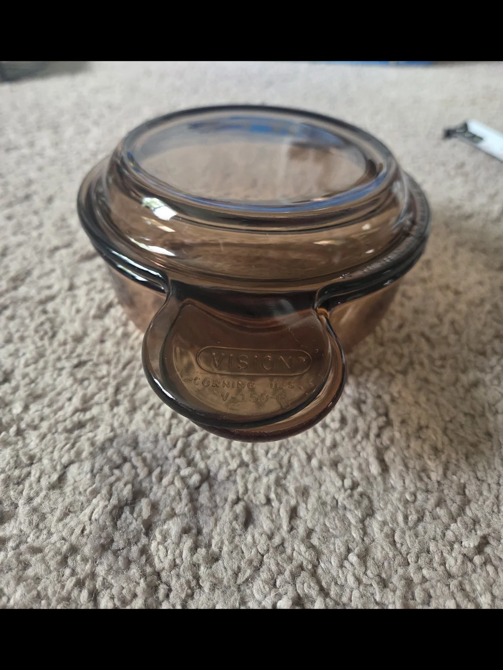 Vintage Vision Corning Ware V-150-B Amber Glass Grab A Meal Bowl w Lid Pyrex